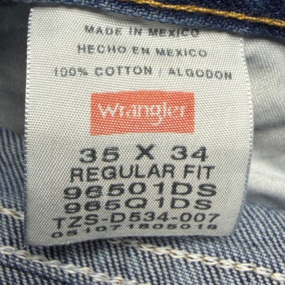 VTG Wrangler Jeans Blue Regular Fit 35x34 Five Star Premium Denim 96501DS - Picture 5 of 6
